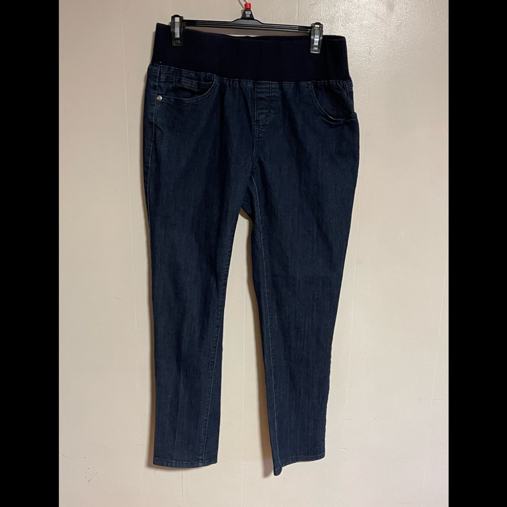 True Blue Maternity Demi Panel straight leg Jeans, Size XL, (34”)Dark Blue denim